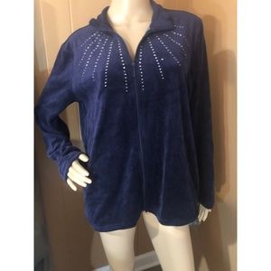 NEW Women's Erika Bedazzled Velour Jacket L